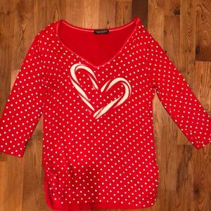 Adorable red and white polka dot top